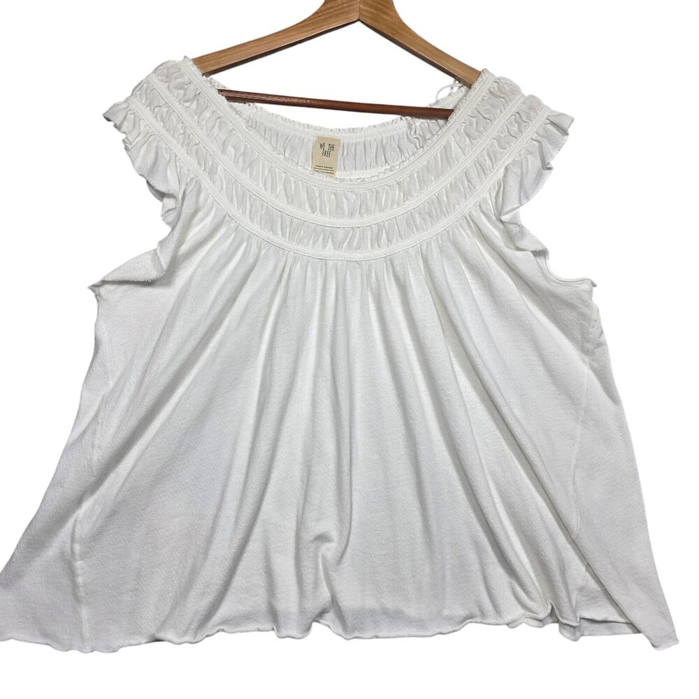 White We The Free Ruffled Sleeveless Blouse Top Size